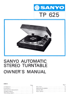 Sanyo TP-625 - Owners Manual 
